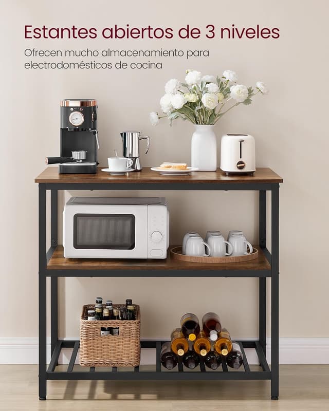 Detalle 2 de VASAGLE KKI005B01 Isla de cocina 60x100 cm