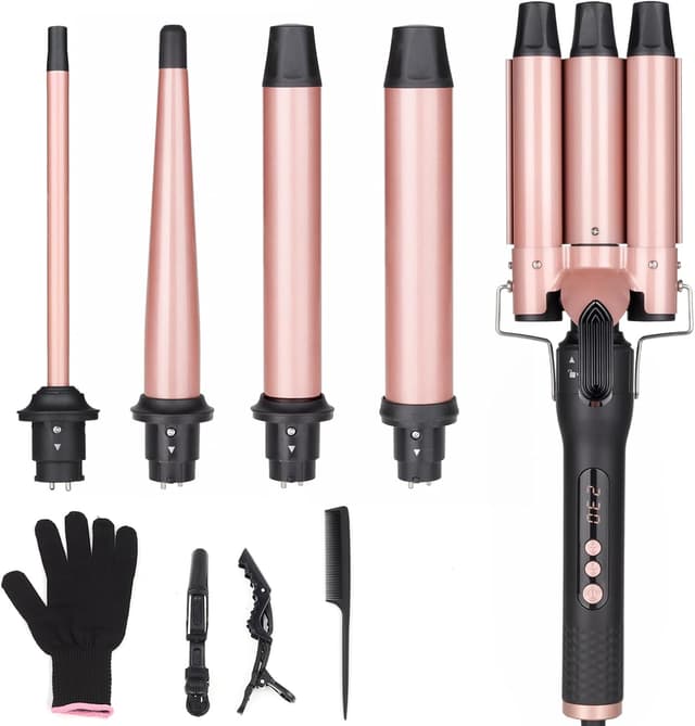 Detalle de UNOBEY 5 in 1 Curling Wand Set – three-barrel curling iron with 4 interchangeable ceramic barrels (0.35–1.25")