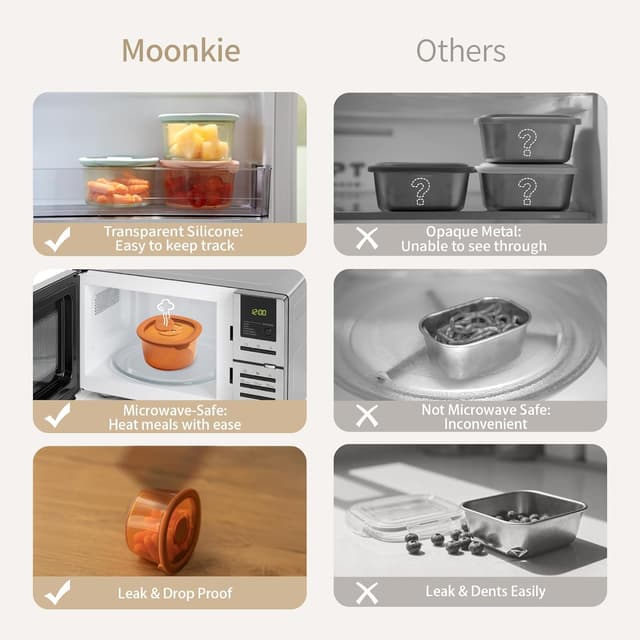 Detalle de Moonkie 6-Pack 240 ml Babybrei Behälter