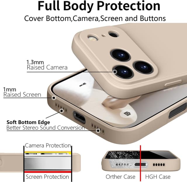Detalle de HGH für iPhone 17 Pro Silikonhülle mit Lanyard – dünner Rundumschutz (6,3") in Khaki