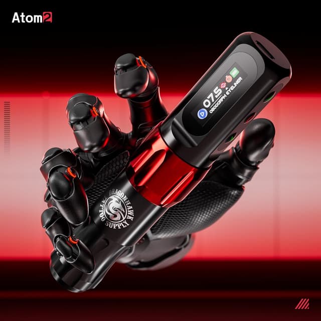 Detalle 2 de Dragonhawk Atom2 Wireless Tattoo Machine penna per tatuaggi con display e modalità