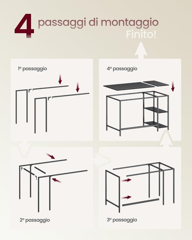 Thumbnail 6 de VASAGLE Scrivania per computer LWD047B16 120 x 60 cm in nero ebano, tavolo da lavoro stabile per ufficio e casa