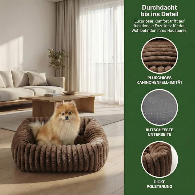 Detalle de CareCooo Cuccia Divanetto per Cani Interno, taglia piccola S (51x48x15 cm), sfoderabile e lavabile, antiscivolo marrone