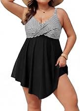 Detalle de Hanna Nikole women’s plus size skirted tummy control one-piece swimsuit with swim shorts