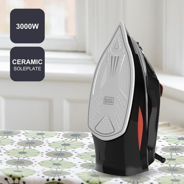 Detalle de Black+Decker BXIR3000E ferro da stiro a vapore 3000 W con piastra ceramica e colpo vapore 200 g/min