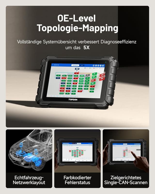 Detalle 2 de TOPDON ONE 10,1" bidirektionales OBD2 Diagnosegerät mit J2534 Pass-Thru, ECU-Codierung & CAN-FD