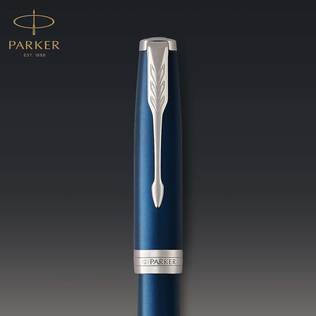 Detalle de Parker Sonnet penna stilografica blu con finiture in palladio e pennino medio