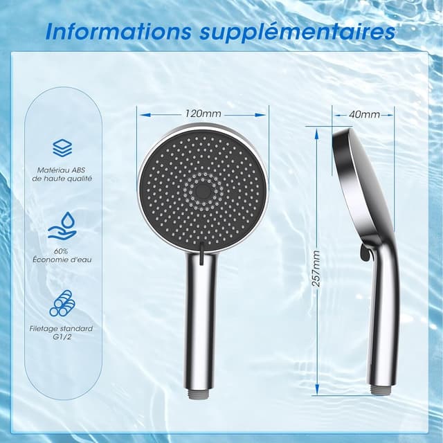 Thumbnail 1 de FASDUNT Pommeau de Douche Haute Pression 200%