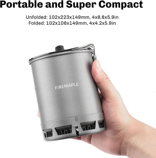 Detalle de Fire-Maple Petrel Ultralight camping cookware set (0.6L pot, titanium stove, heat exchanger base)