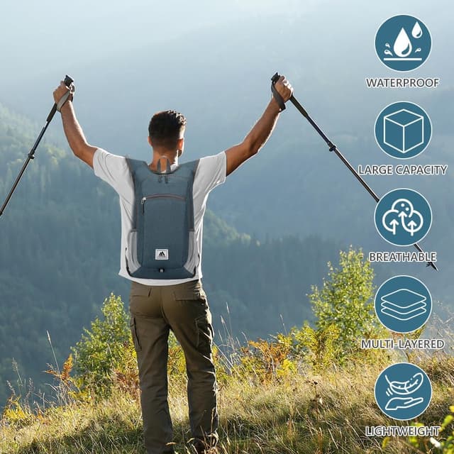 Detalle 2 de Flintronic Foldable Backpack 16L – Ultra-light waterproof packable rucksack for hiking, travel and biking