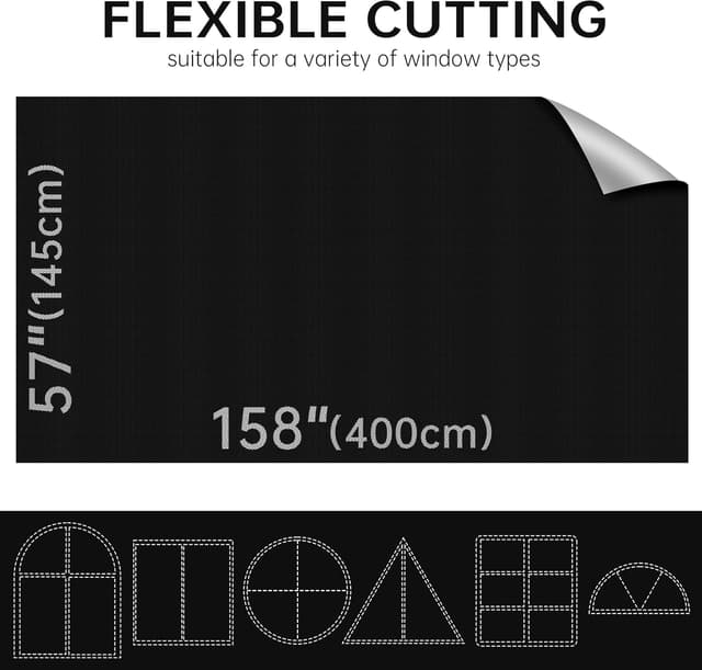 Detalle 2 de Bemece Portable 100% Blackout Blind (No Drill) for Windows – 420D Oxford Blackout, Cut-to-Fit, Velcro & Adhesive