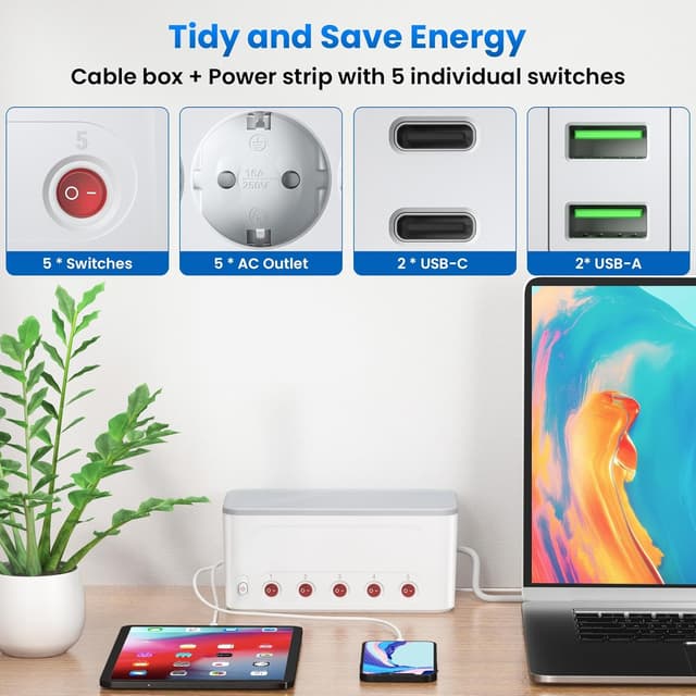 Thumbnail 1 de HoniHom Kabelbox 29×14×14 cm 🔌