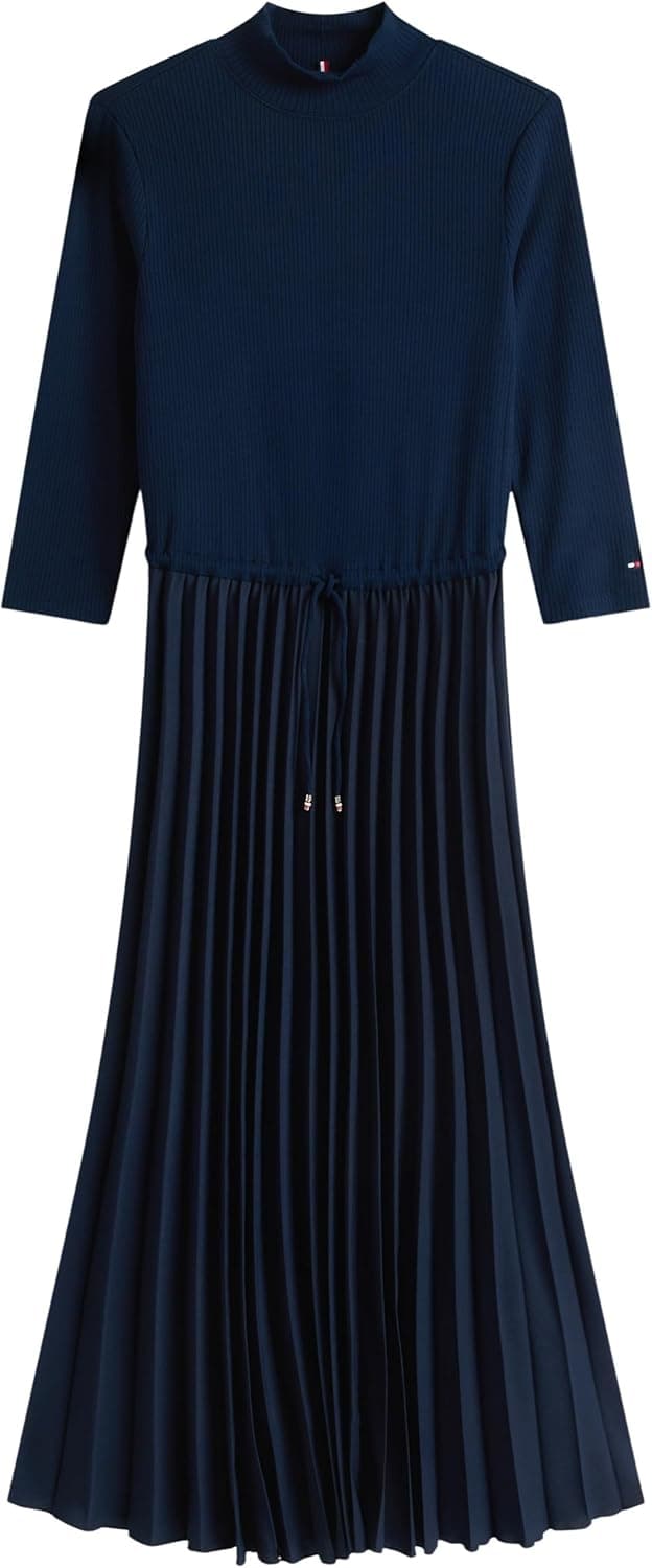 Detalle de Tommy Hilfiger Women’s Slim Rib Mix Midi Dress