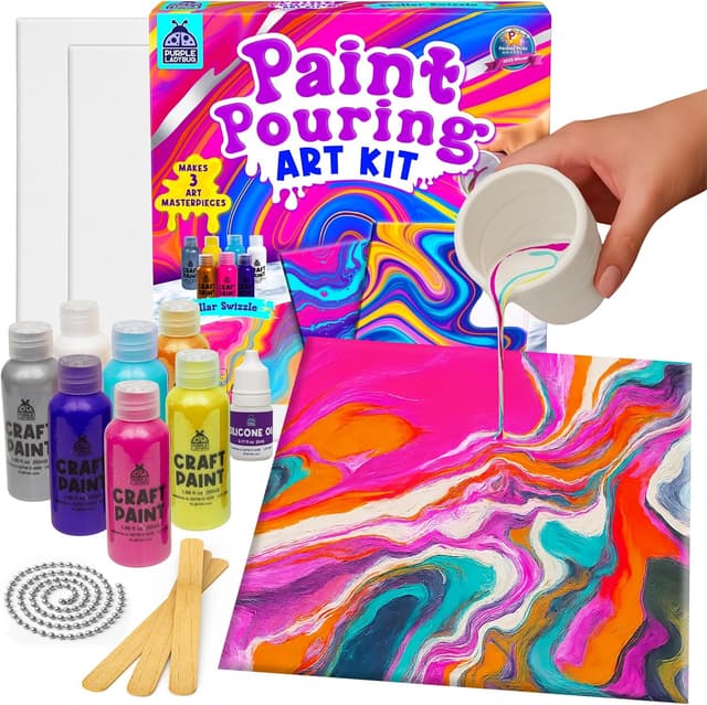 Detalle de Purple Ladybug Paint Pouring Art Kit (Stellar Swizzle) for kids 6–12
