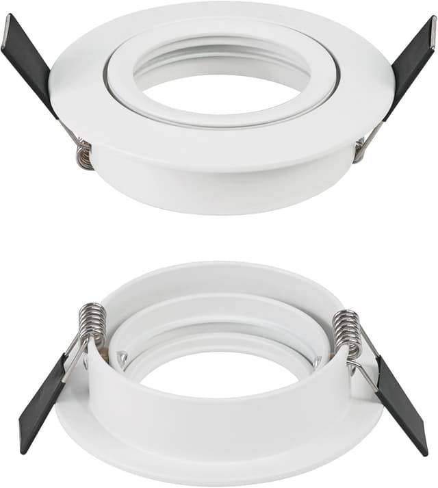 Detalle de GeyouLux 10er Einbaustrahler-Set mit GU10-Fassung, schwenkbar, Aluminium-Rahmen in Weiß (für Deckeneinbau)