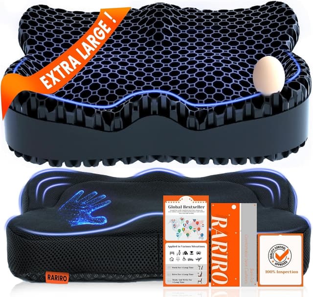 Detalle de Gel Seat Cushion Extra19.7in Gel Chair Seat Pads for Wheelchairs and Office Chairs (Black)