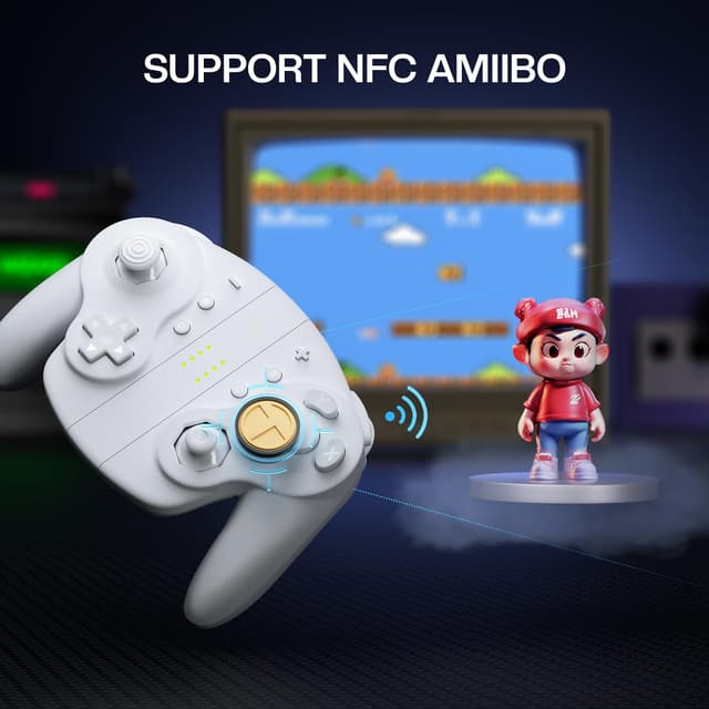 Detalle de NYXI Wizard 2 GameCube Switch Controller – drahtlos mit TMR-Hall-Joysticks, einstellbaren Triggern und NFC