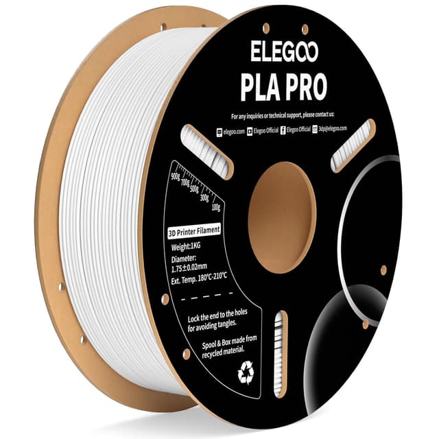 Detalle de ELEGOO PLA Pro Filament 1.75mm White 1kg (Easily printable, low-clog PLA) for FDM 3D printers