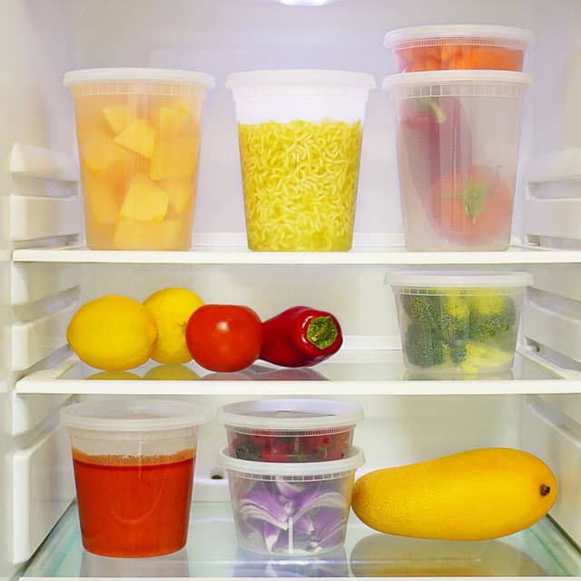 Detalle de TashiBox 50-Pack 16 oz Clear Plastic Deli Containers with Lids (BPA-Free)