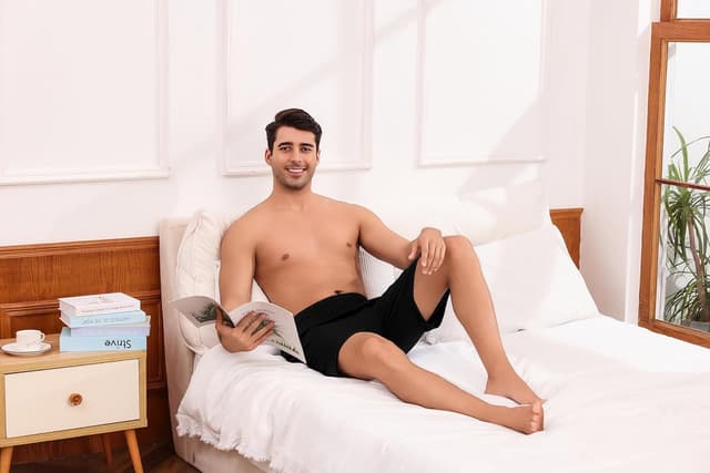 Detalle de Uniexcosm Herren Schlafanzughose kurz (Schlafshorts) aus Baumwoll-Mix mit Elasthan