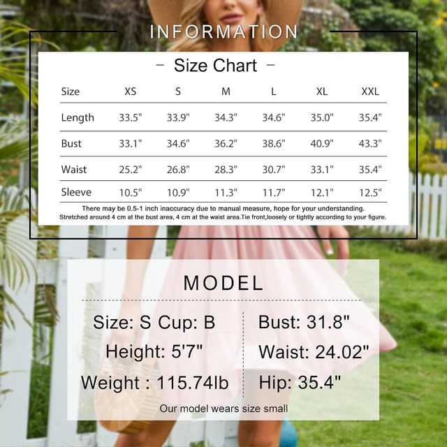 Detalle de EXLURA Women’s 2026 Summer Tie-Back Square Neck Puff Sleeve Mini Dress