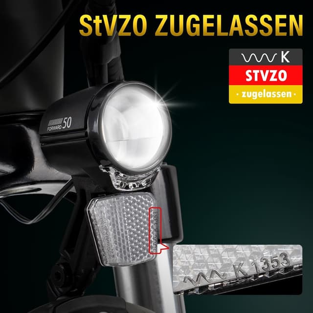 Detalle 2 de Zeekpowa E-Bike-Dynamo-LED-Fahrradlicht (Frontlicht) mit StVZO-Zulassung und Lichtautomatik