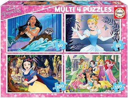 Detalle de Educa Pack de 4 Puzzles Infantiles Princesas Disney 🧩