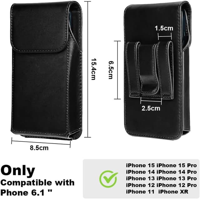 Detalle de flintronic Porta Cellulare in Pelle da Cintura con clip e fondina verticale per iPhone XR / 11-16 Pro