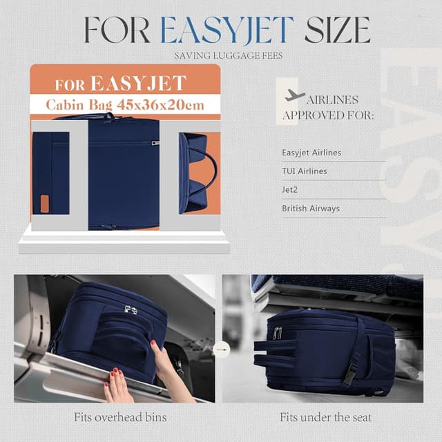 Thumbnail 2 de Lossga EasyJet cabin bag underseat backpack 45 x 36 x 20cm (30L) with laptop pocket