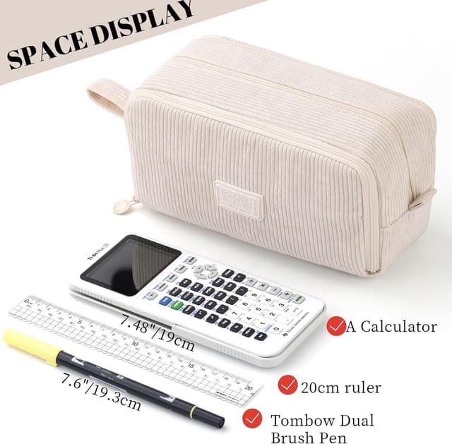 Thumbnail 2 de VICDUEKG Federmäppchen aus Cord-Stoff mit 3 Fächern, Große Kapazität 📐 Wait