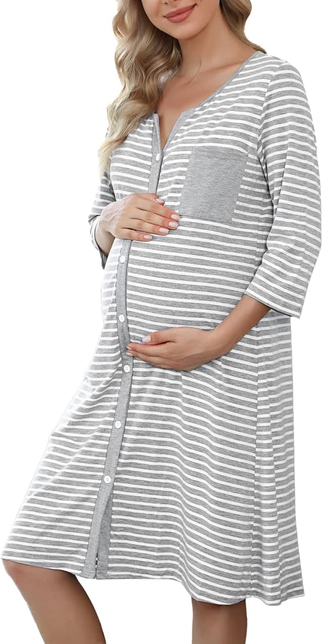 Detalle de Marvmys Stillnachthemd Damen 95% Baumwolle