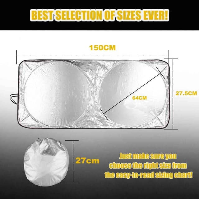 Detalle de Parasole auto parabrezza interno pieghevole riflettente 150 x 70 cm con protezione UV