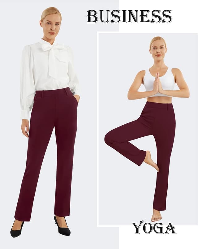 Detalle de AFITNE Straight Leg Trousers with Pockets for Women (pull-on workwear), available in 29/31/33 inch lengths