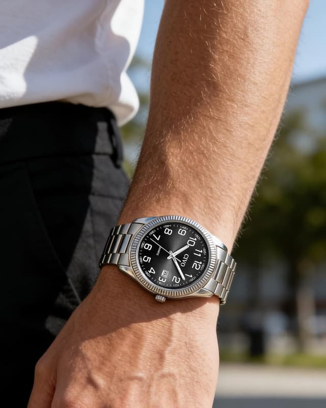 Detalle de CIVO Orologio Uomo analogico facile da leggere con quadrante grande da 39 mm (argento)