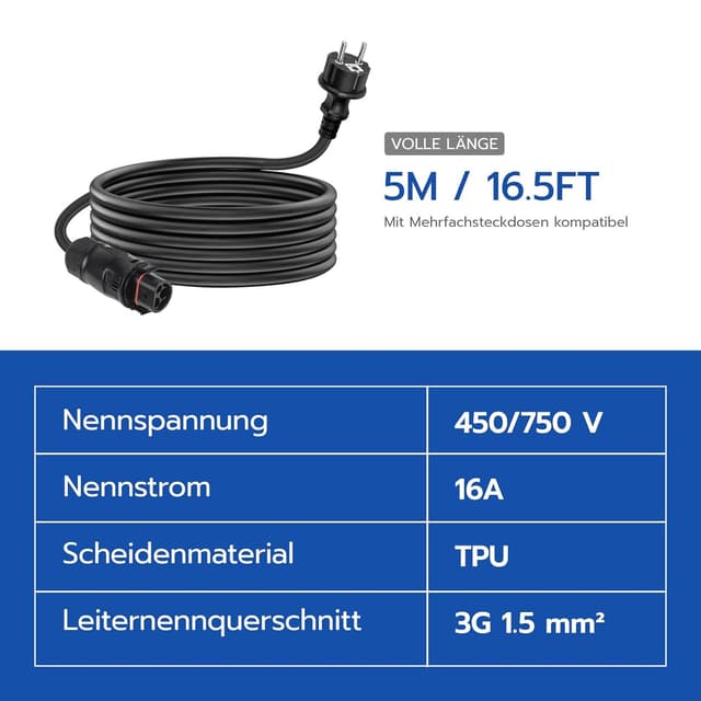 Thumbnail 1 de WSPIHO LY01 AC Kabel 5M für Deye Wechselrichter