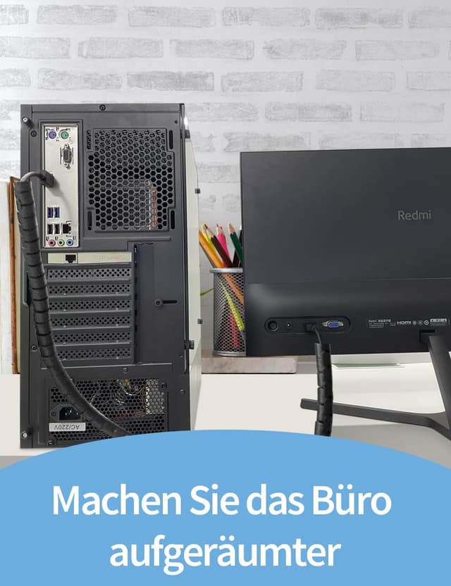 Thumbnail 6 de shinfly Kabelschlauch-Set 2 x 1,5 m (16/22 mm) selbstschließend mit Kabelbindern, Clips & Drahtführung