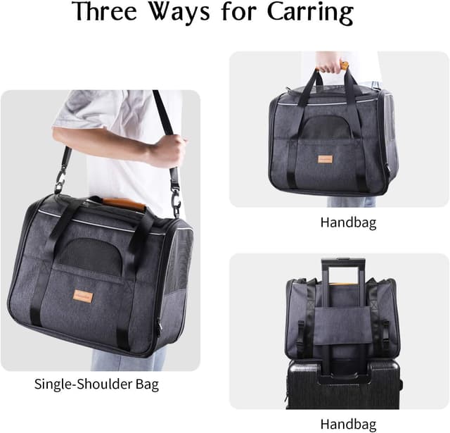 Detalle de Morpilot Hundetasche Transportbox faltbar mit atmungsaktivem Netz, Schultergurt und abnehmbarer Plüschmatratze