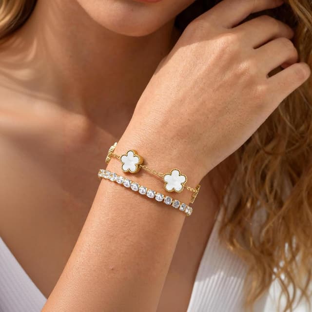 Detalle 2 de Gamtic Bracciale tennis in zirconi 18K 2 pezzi