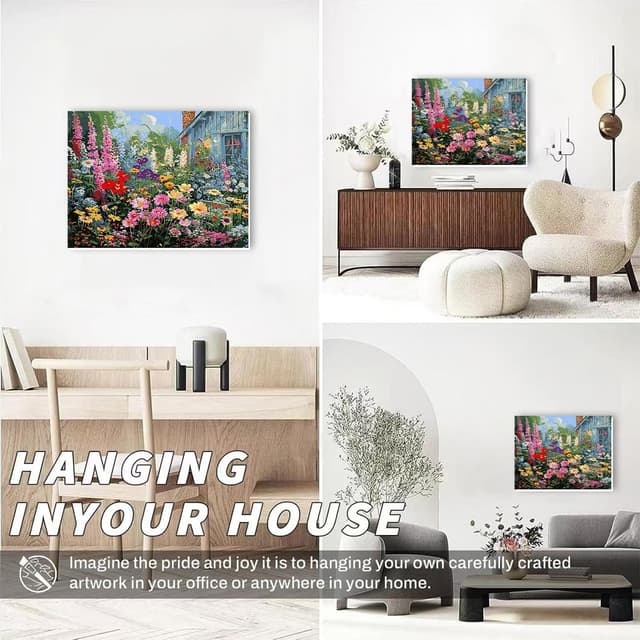 Detalle de GOUGOUFAFA Flowers Paint by Numbers Kit (16 x 20 inch) for Adults