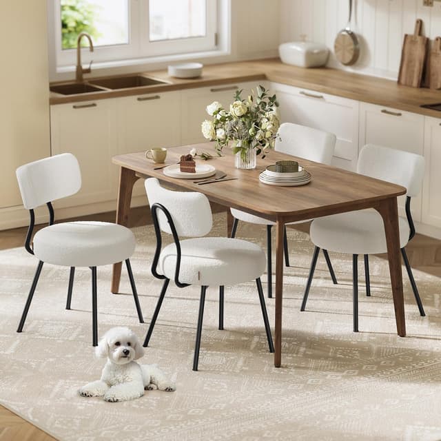 Detalle de VASAGLE KDC110W14 : lot de 4 chaises de salle à manger rembourrées en tissu peluche