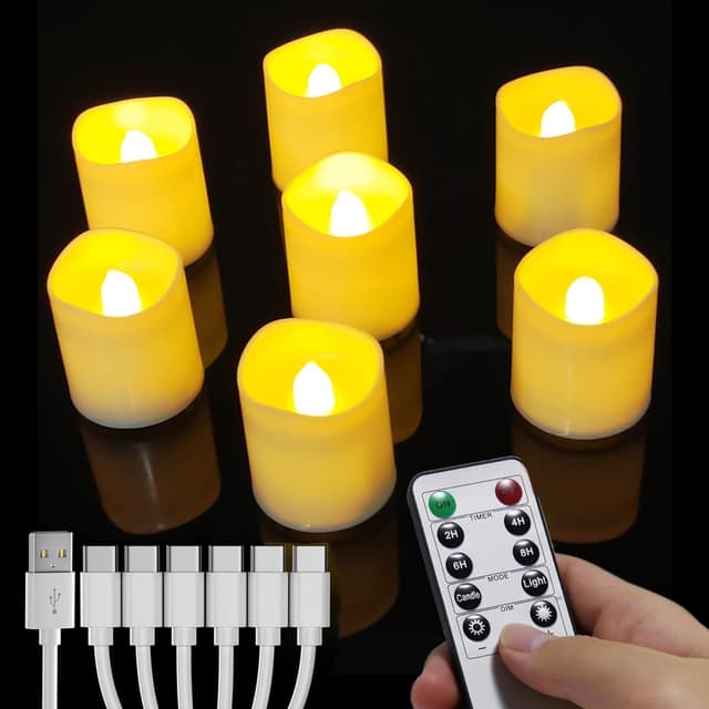 Detalle de Jialine rechargeable LED tea lights 6 pack
