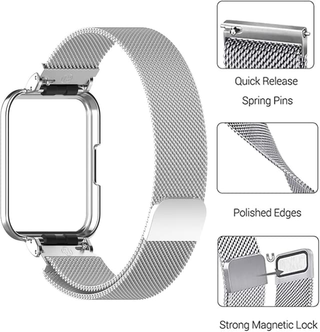 Detalle 2 de Keecuty Edelstahl-Armband für Redmi Watch 2 Lite / Mi Watch 2 Lite – wasserdichtes Magnetband