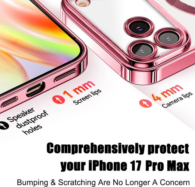 Thumbnail 6 de Misscase Magnetic Clear Case for iPhone 17 Pro Max with Privacy Screen Protector and Camera Lens Protector (Pink)