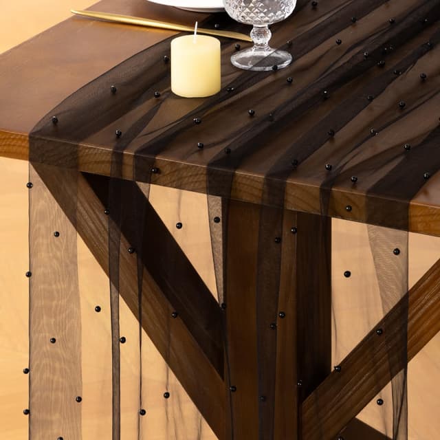 Detalle de Socomi Pearl Tulle Table Runner in Pink Spring/Easter Gauze (10 ft) for Weddings & Parties