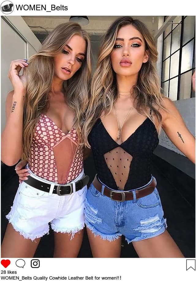 Detalle de JasGood Damen-Ledergürtel für Jeans & Kleider mit Dornschließe