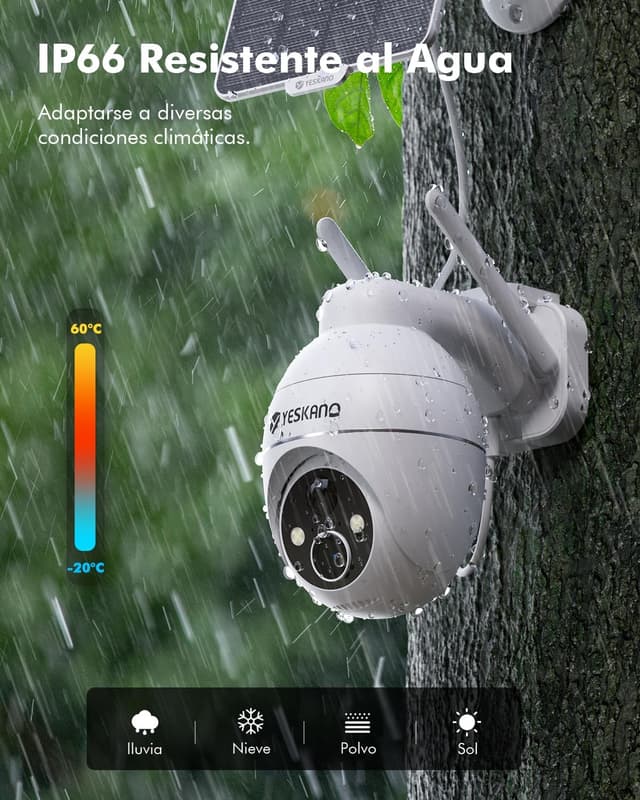 Thumbnail 6 de YESKANO Cámara Exterior Solar WiFi 2K con PTZ y Visión Nocturna