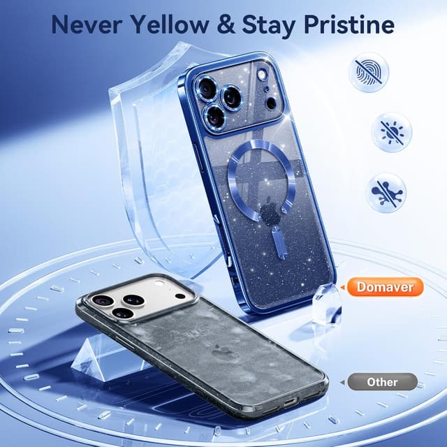 Thumbnail 6 de Glitter iPhone 17 Pro Max Case (6.9") with raised lens protection, MagSafe compatibility, and sparkly blue back panel