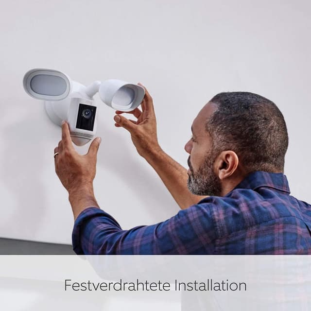 Detalle de Ring Flutlichtkamera Pro Kabel (Floodlight Cam Wired Pro) – 2K-Außenkamera mit 3D-Bewegung, Sirene und Audio+