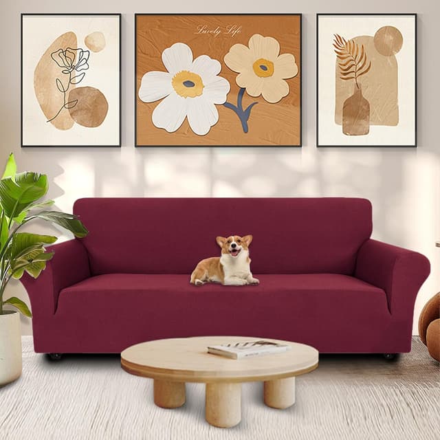 Detalle 2 de Ystyle Copridivano 3 posti con braccioli elasticizzato antigraffio Bordeaux