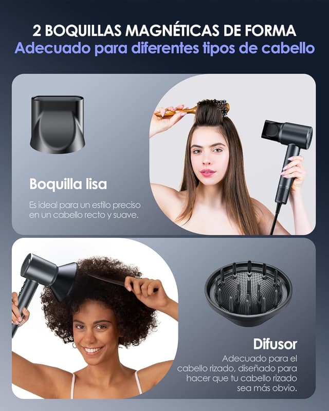 Thumbnail 4 de Bopcal Secador de Pelo Profesional, Alta Velocidad, Iones, Difusor